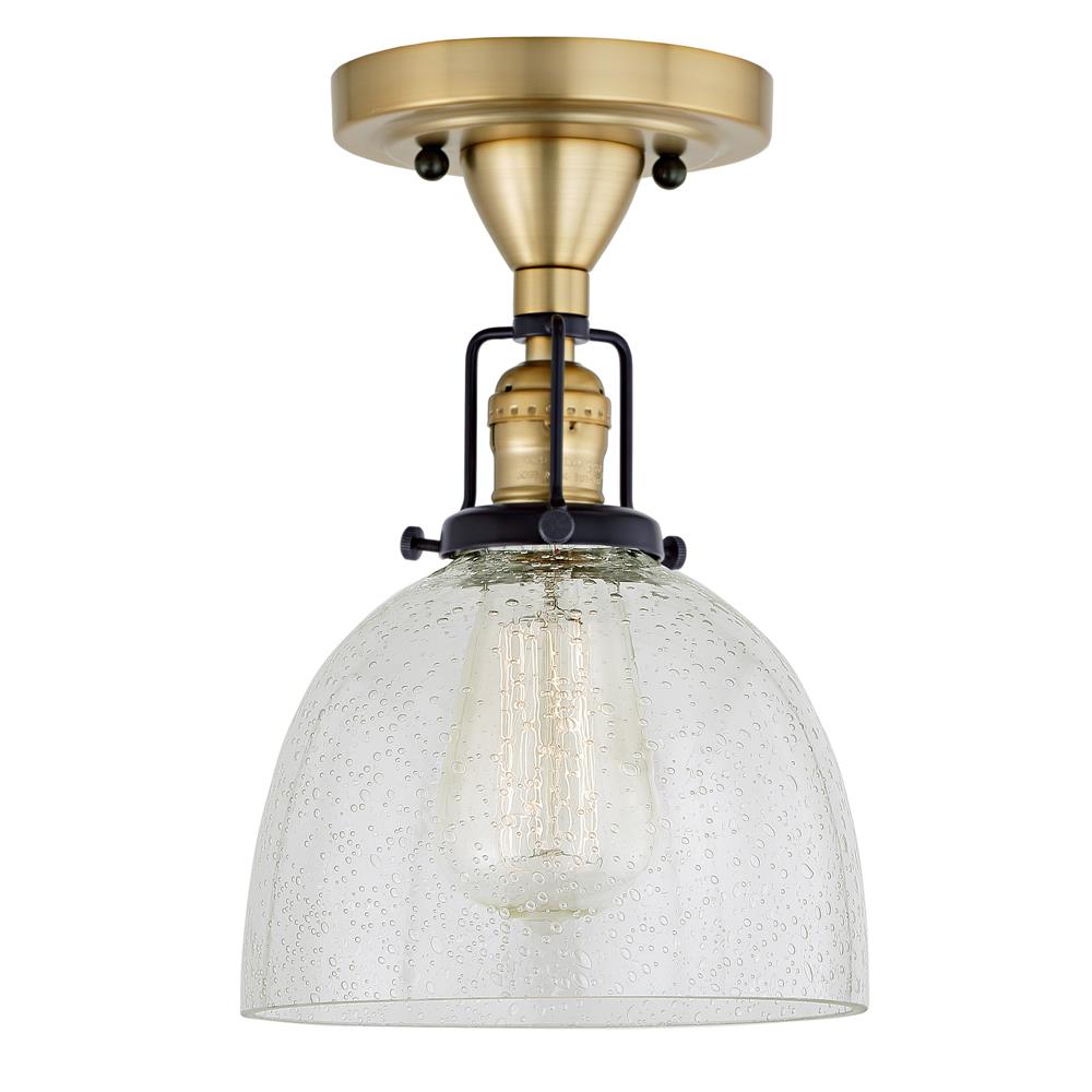 Jvi Designs 1222-10 S5-Cb Nob Hill One Light Clear Bubble Madison Ceiling Mount In Satin Brass And Black